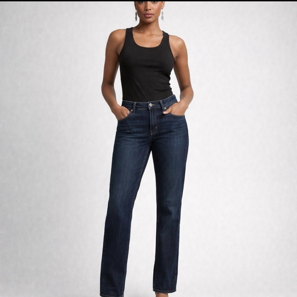 LEVEL 99 LILY CROP SKINNY STRAIGHT JEANS WOMENS SIZE 28 DARK WASH STRETCH FIT